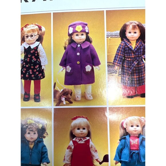 McCalls Crafts Sewing Pattern P352 For 18" Dolls Outfits - Dresses Coats Overall - Picture 2 of 3